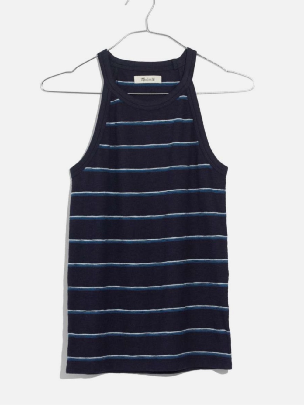 MADEWELL  Time Off Navy Ribbed Tank Light Blue Stripe size small